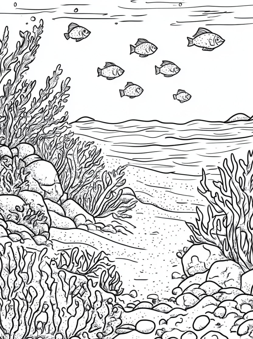 Coloriage Ocean Bande De Poissons A Imprimer