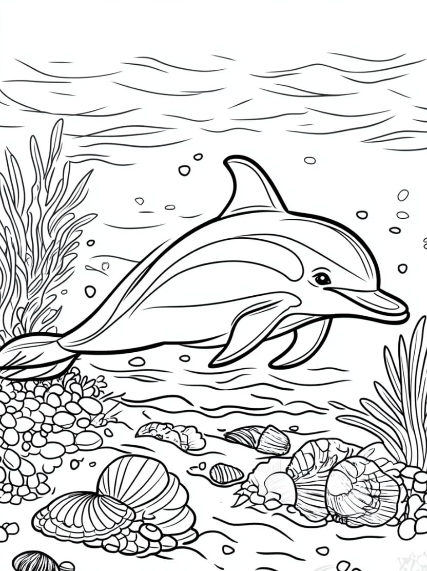 Coloriage Ocean Dauphin Gratuit