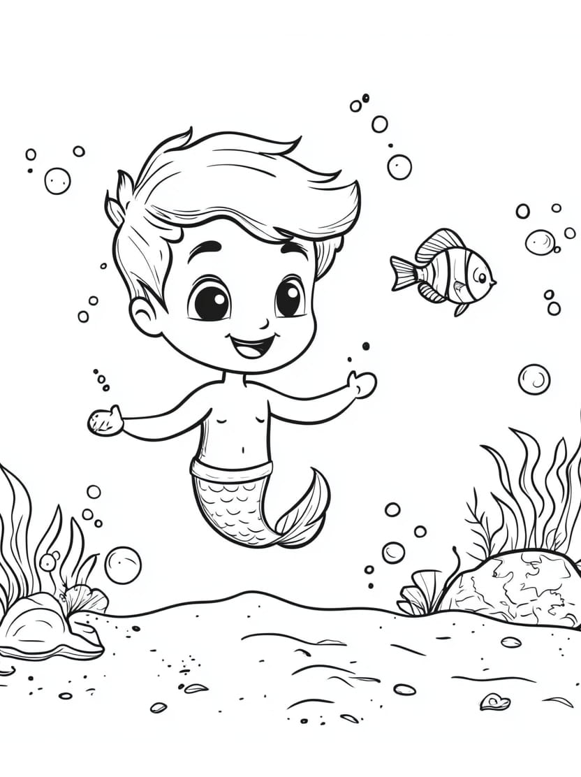 Coloriage Ocean Et Homme Des Mer