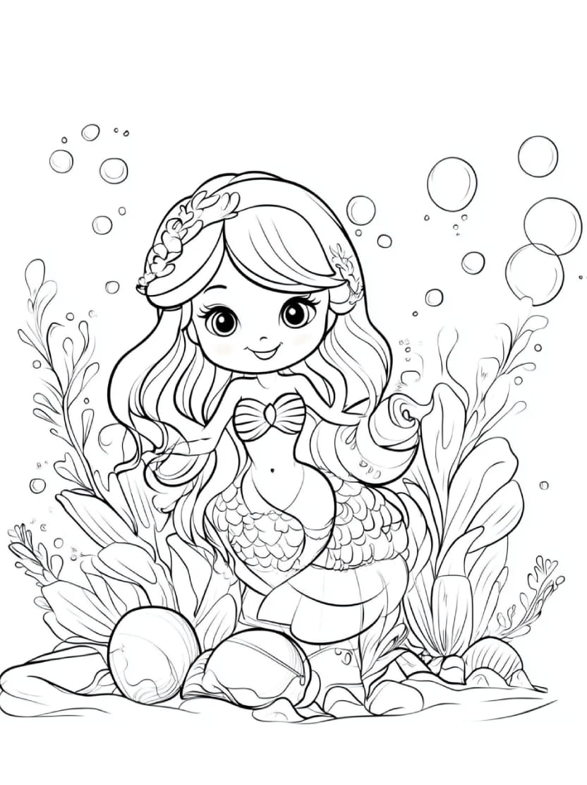 Coloriage Ocean Et Sirene