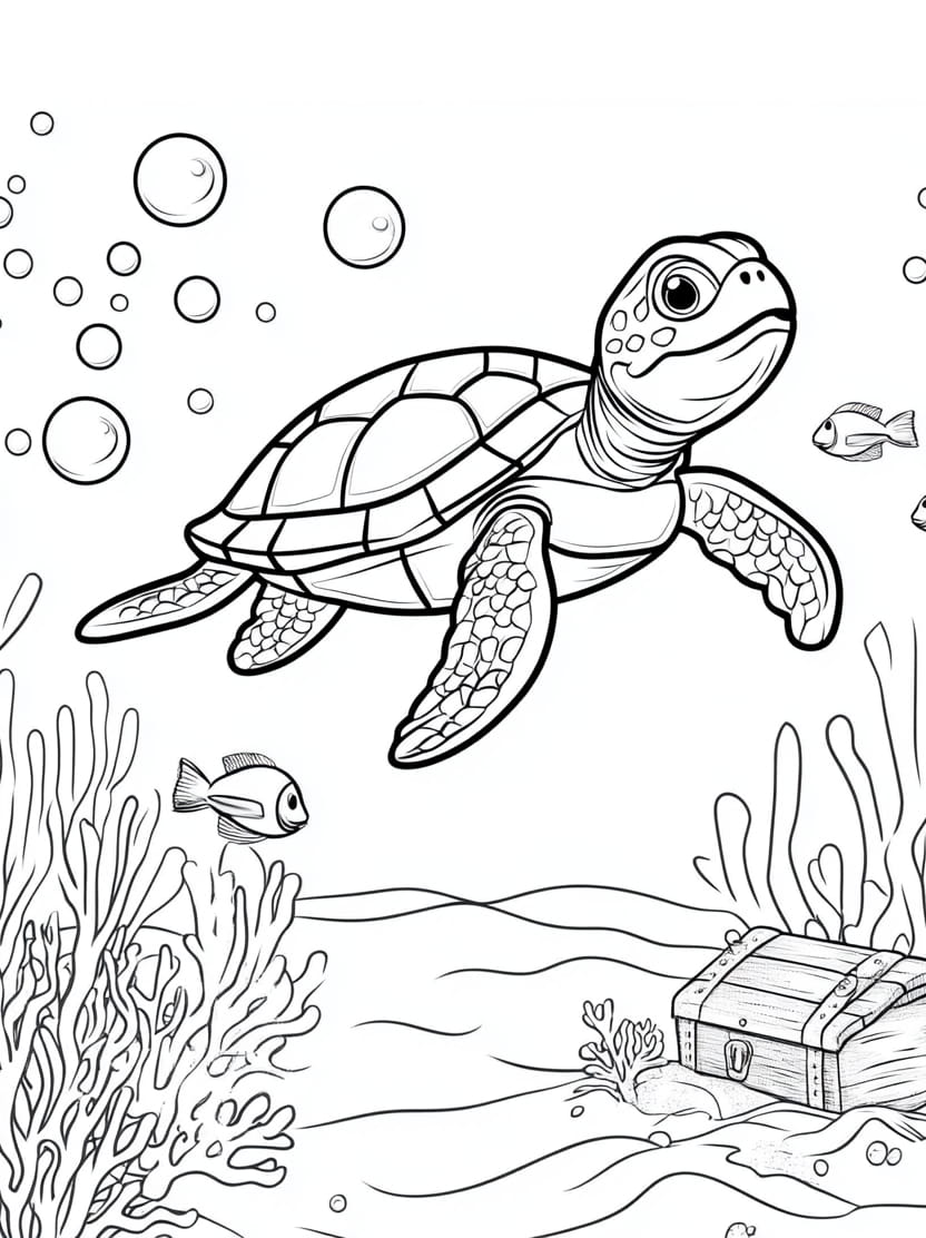 Coloriage Ocean Image Tortue