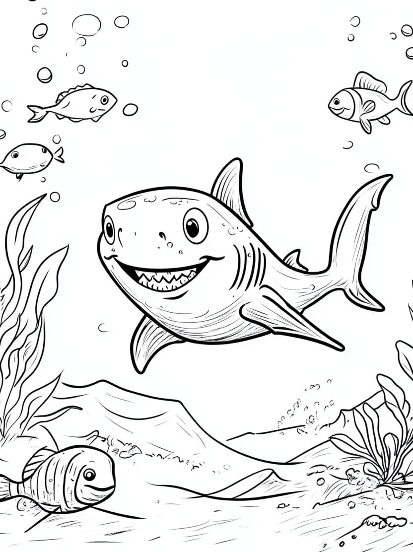 Coloriage Ocean Requin Gratuit