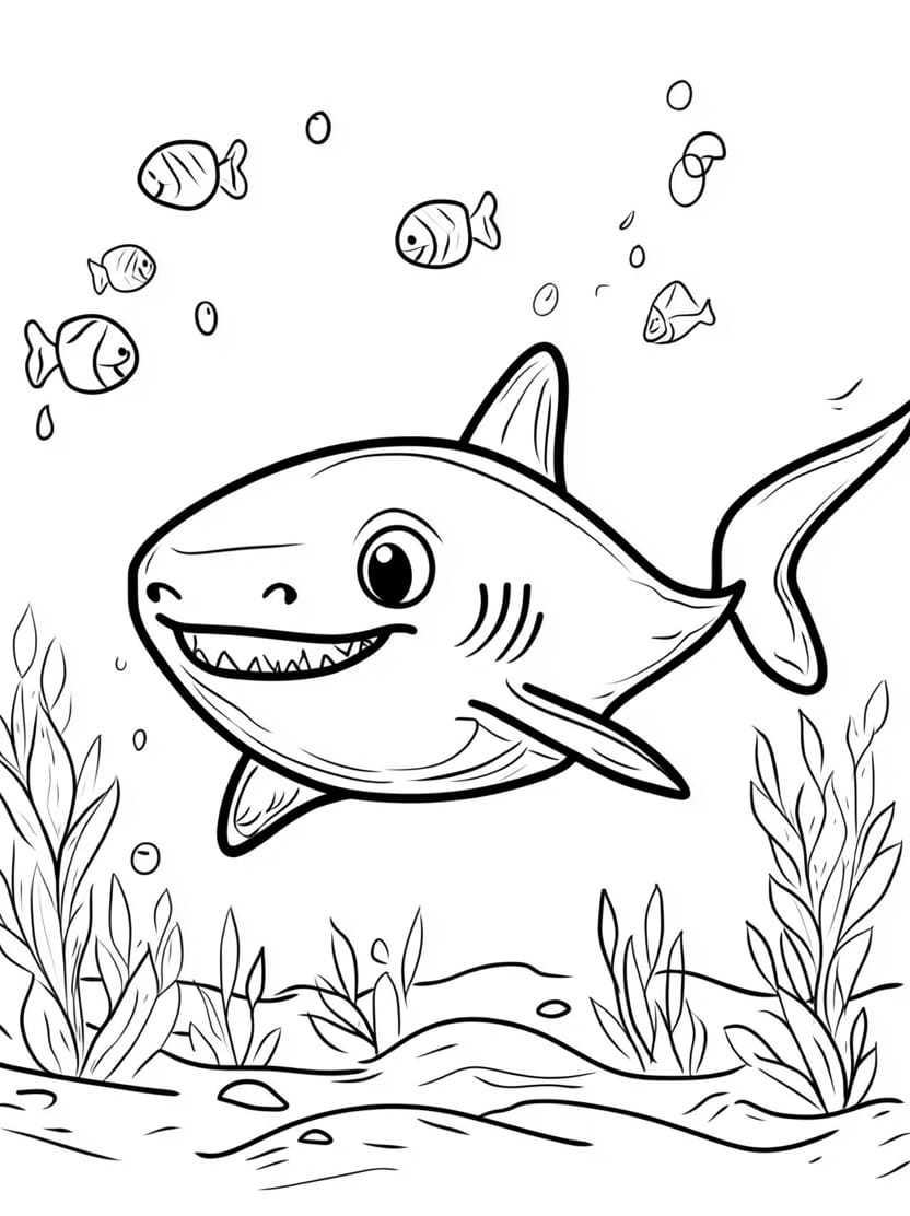 Coloriage Ocean Requin Joyeux