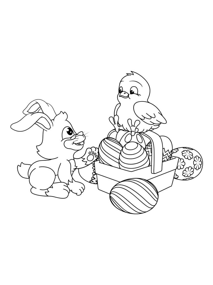 Coloriage Oeuf De Paques Avec Lapin Et Amis