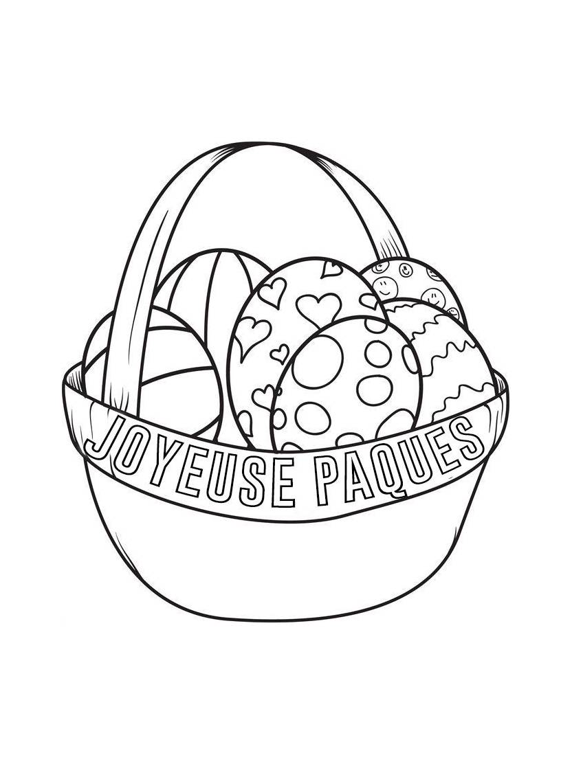 Coloriage Oeuf De Paques Dans Panier Gratuit