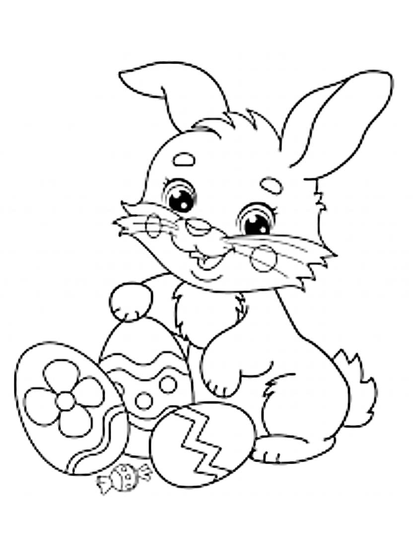 Coloriage Oeuf De Paques Et Lapin Adorable Gratuit