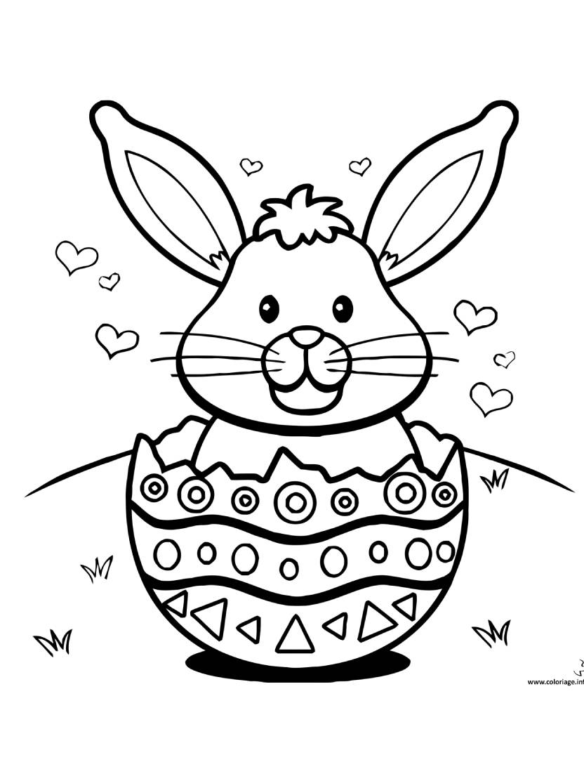 Coloriage Oeuf De Paques Lapin