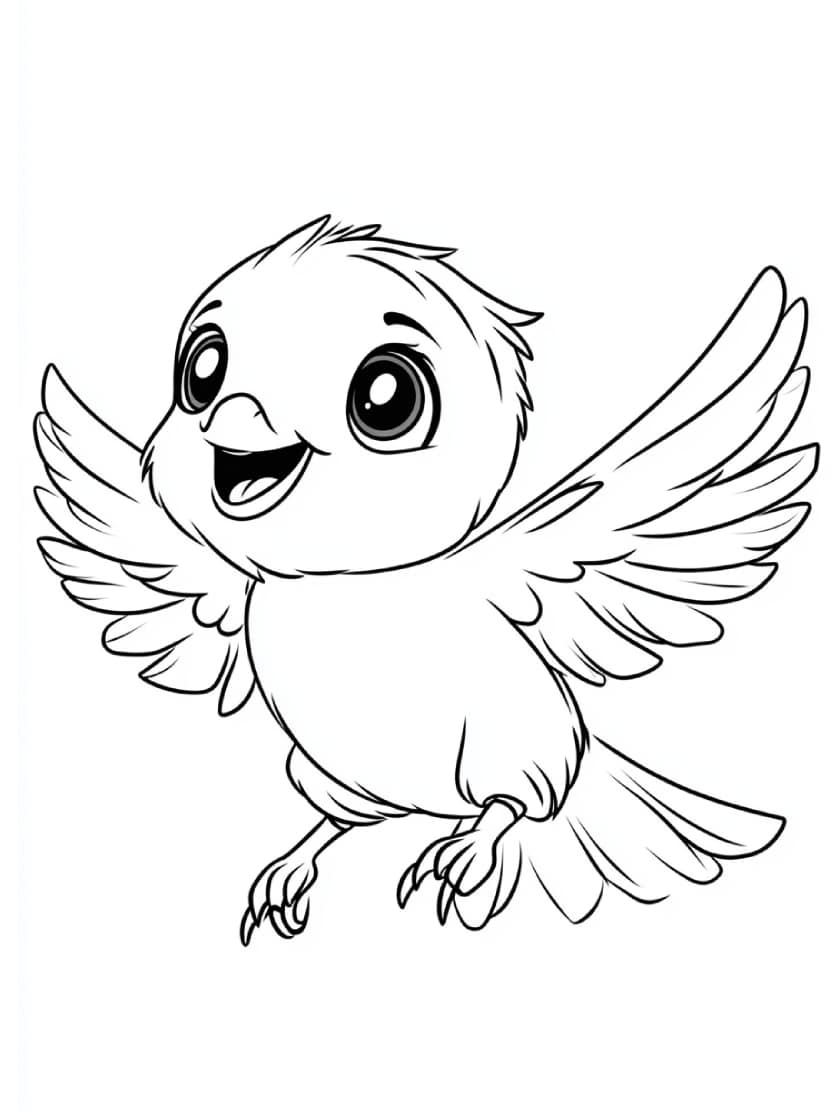 Coloriage Oiseau Adorable Chibi