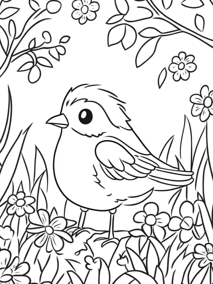 Coloriage Oiseau Adorable Gratuit