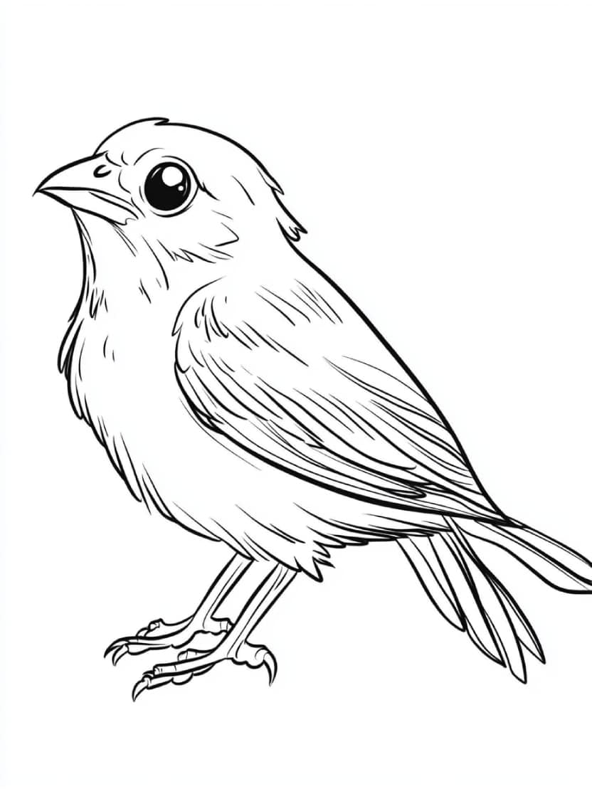 Coloriage Oiseau Simple Adorable