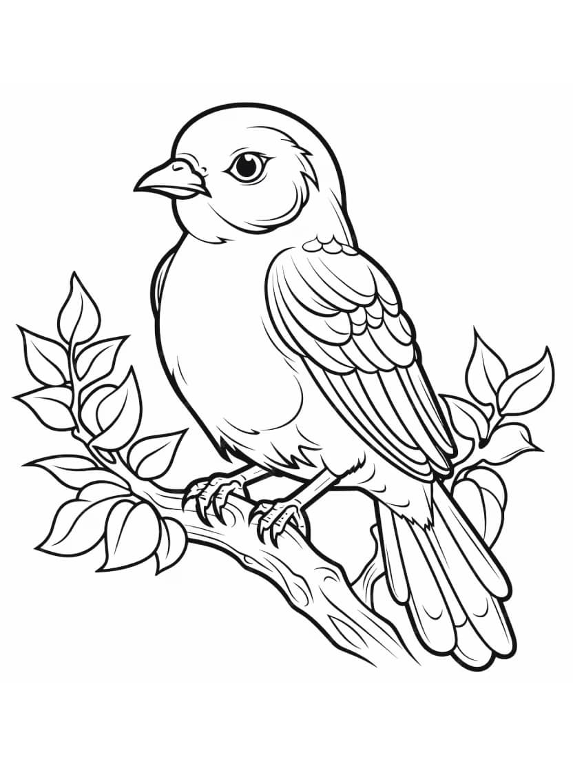 Coloriage Oiseau Sur La Branche