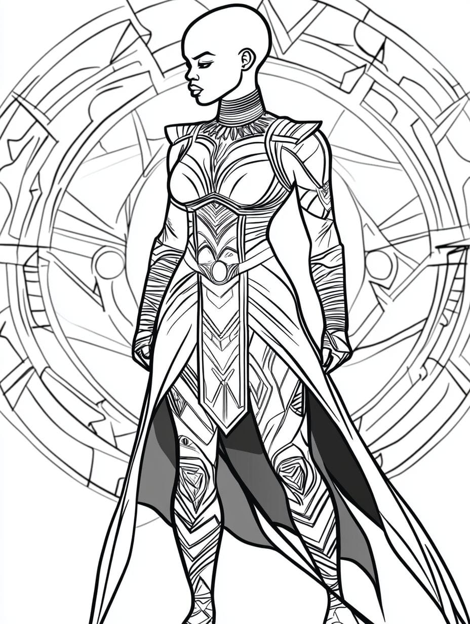 Coloriage Okoye Chibi