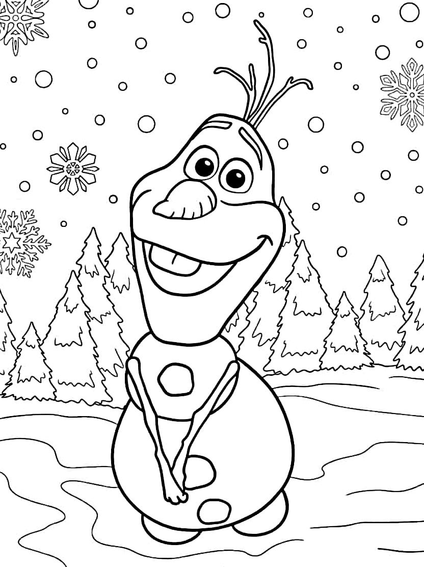 Coloriage Olaf Art Pour Enfants