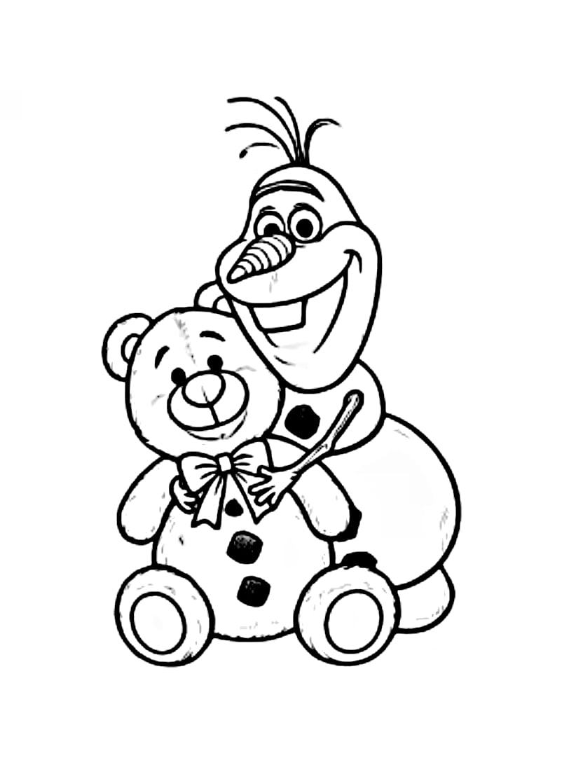 Coloriage Olaf Et L Ours En Peluche