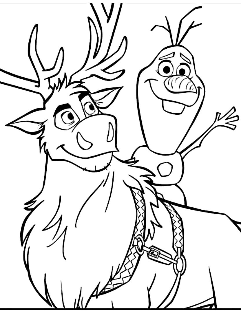 Coloriage Olaf Et Son Ami Renne