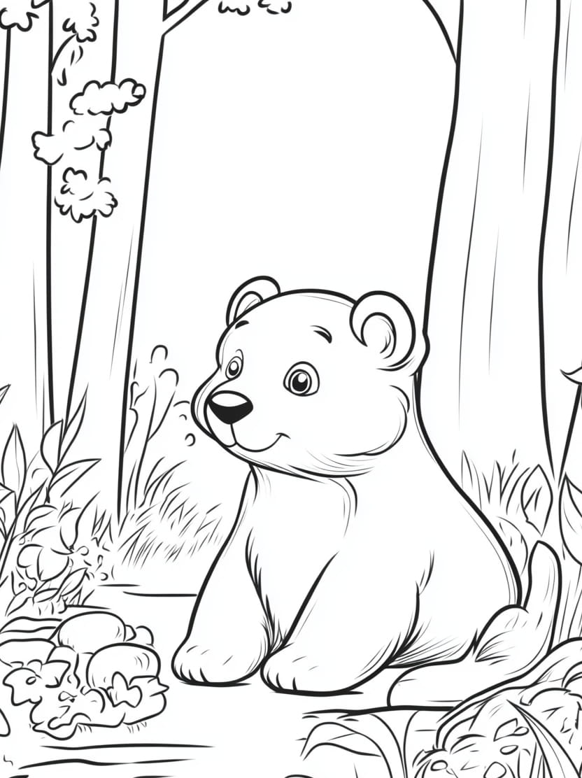 Coloriage Ours Dans La Foret