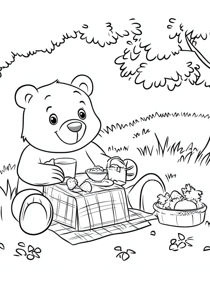 Coloriage Ours En Camping