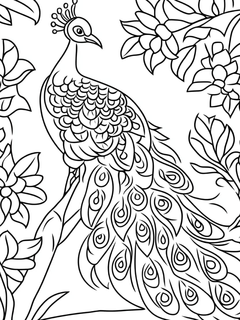 Coloriage Paon Artistique Gratuit