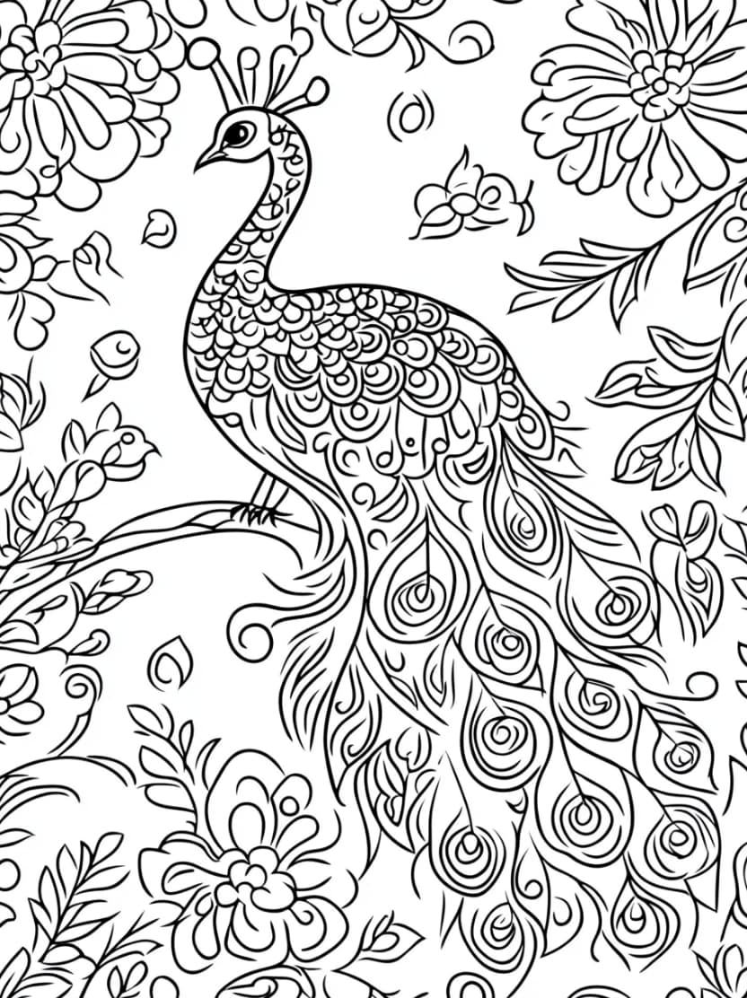 Coloriage Paon Developpement Intellectuel