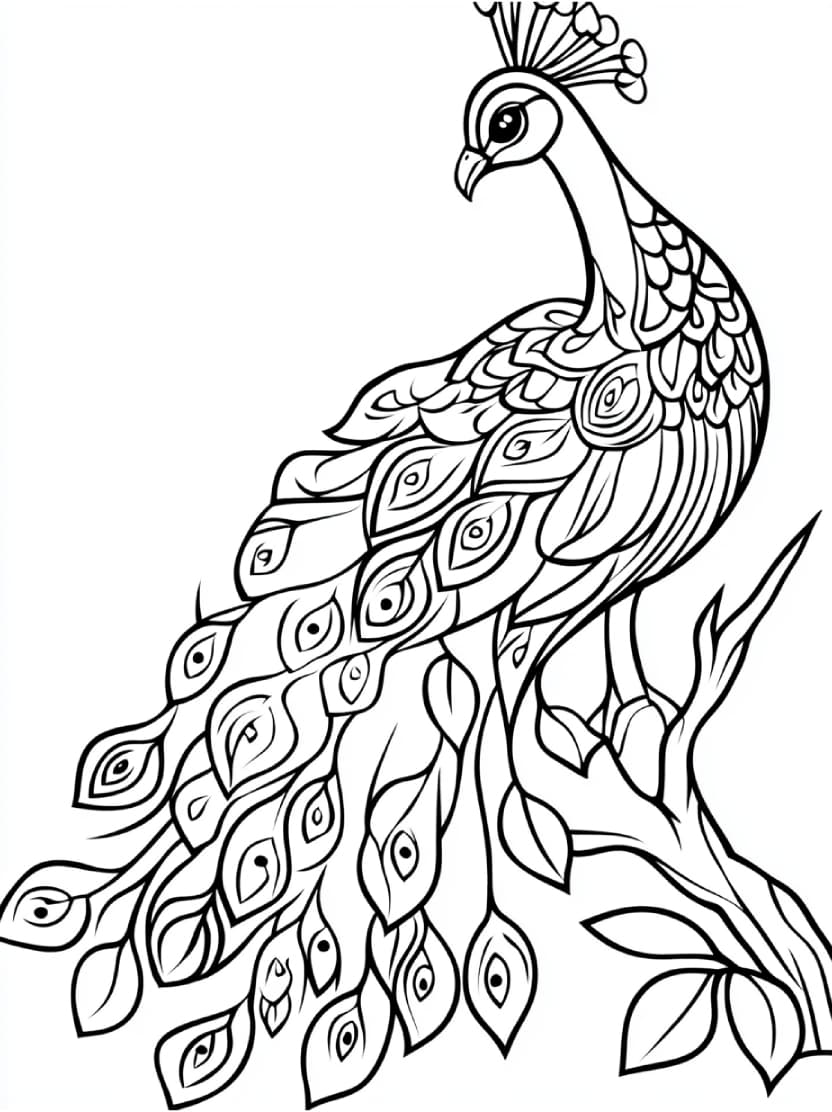 Coloriage Paon Gratuit Pour Enfant