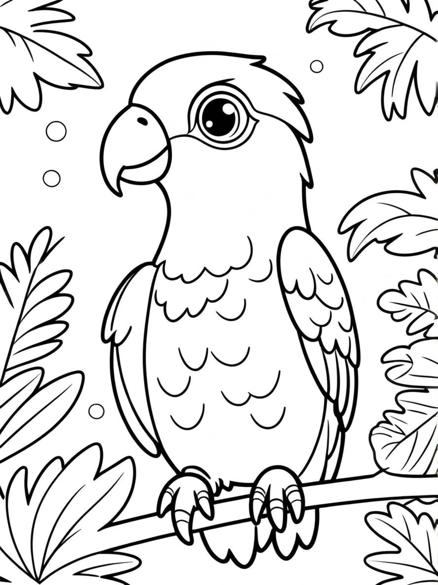 Coloriage Perroquet Dans La Foret Amazonienne