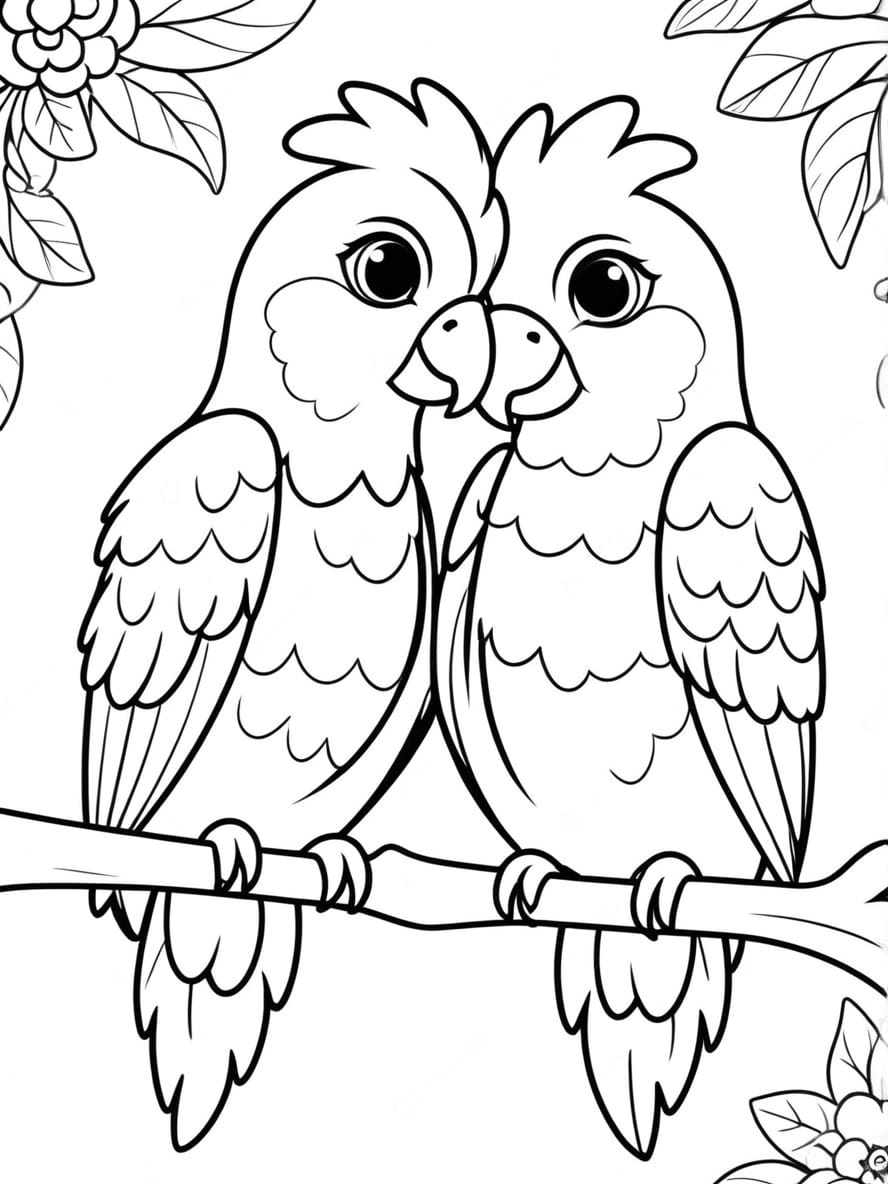 Coloriage Perroquet Duo