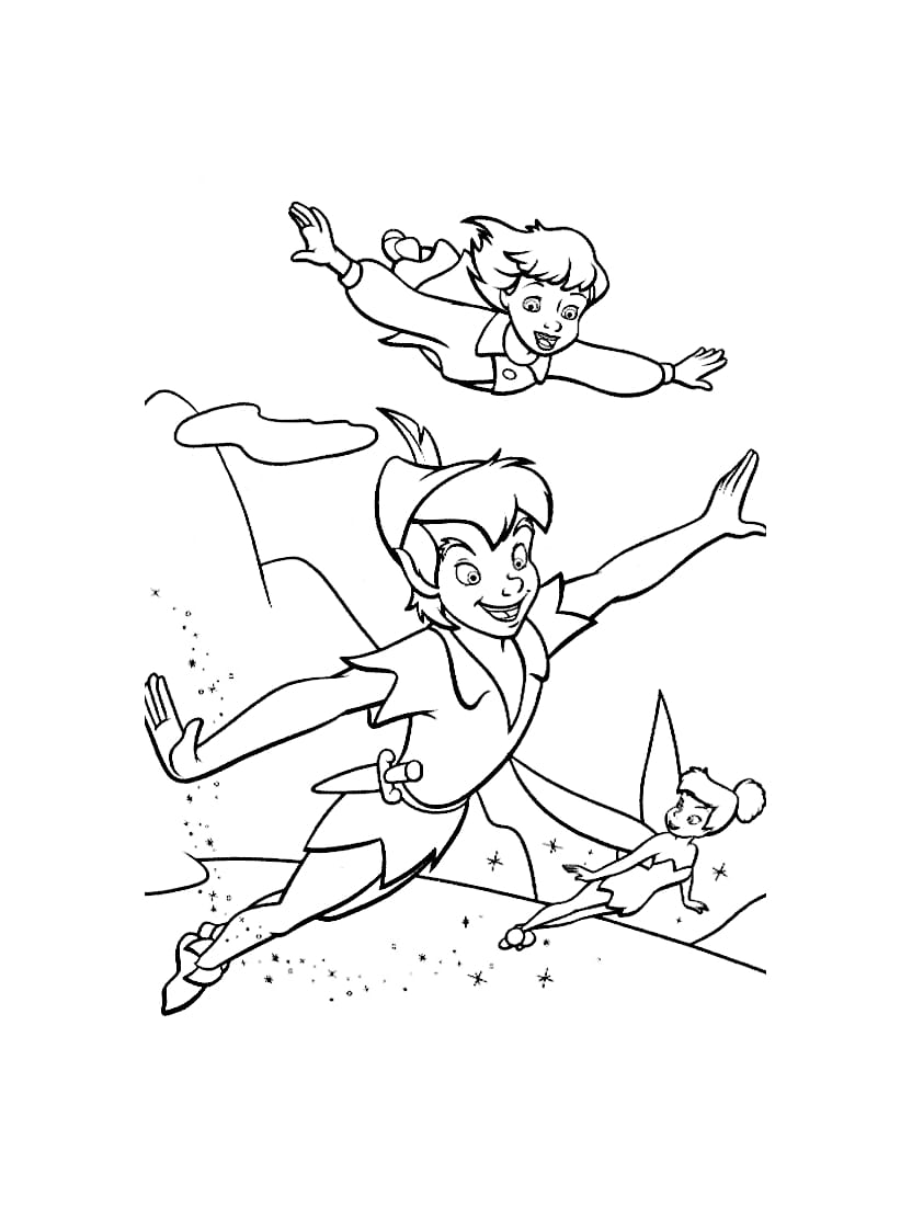 Coloriage Peter Pan En Vol