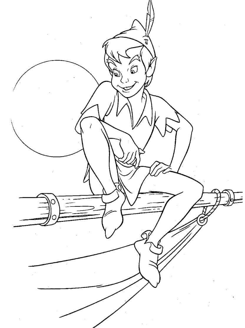 Coloriage Peter Pan Lune