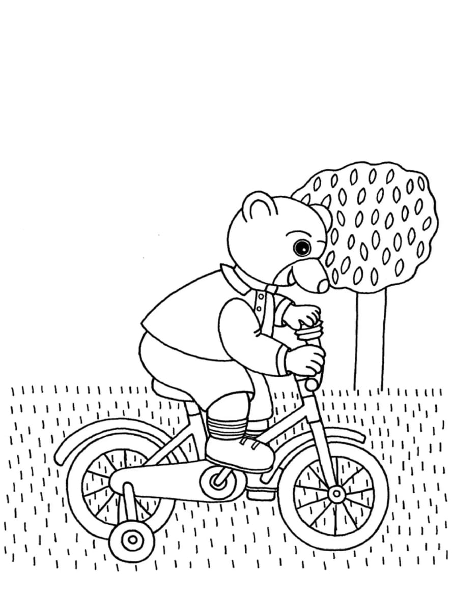 Coloriage Petit Ours Brun Faisant Du Velo