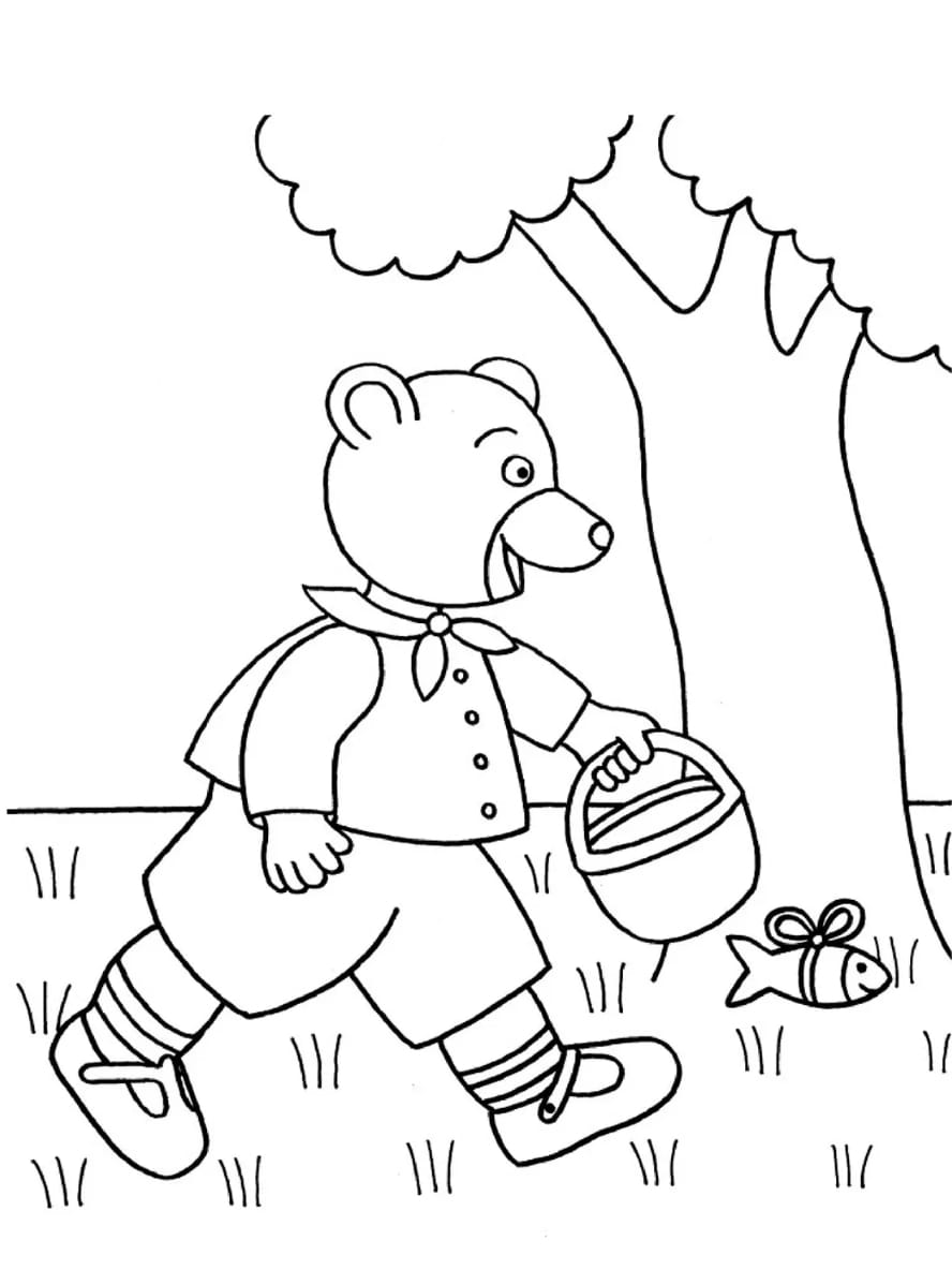 Coloriage Petit Ours Brun Qui Marche