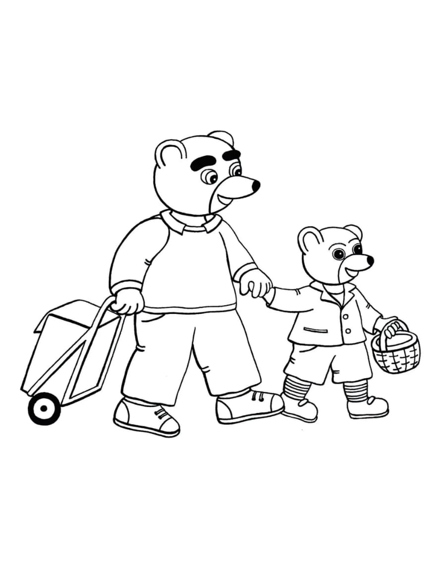 Coloriage Petit Ours Brun Voyageant