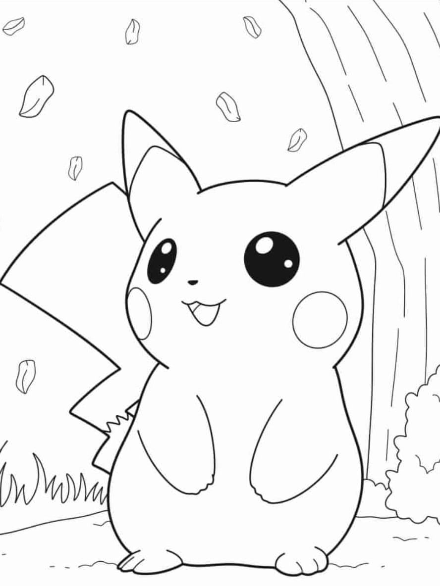 Coloriage Pikachu Aux Grands Yeux