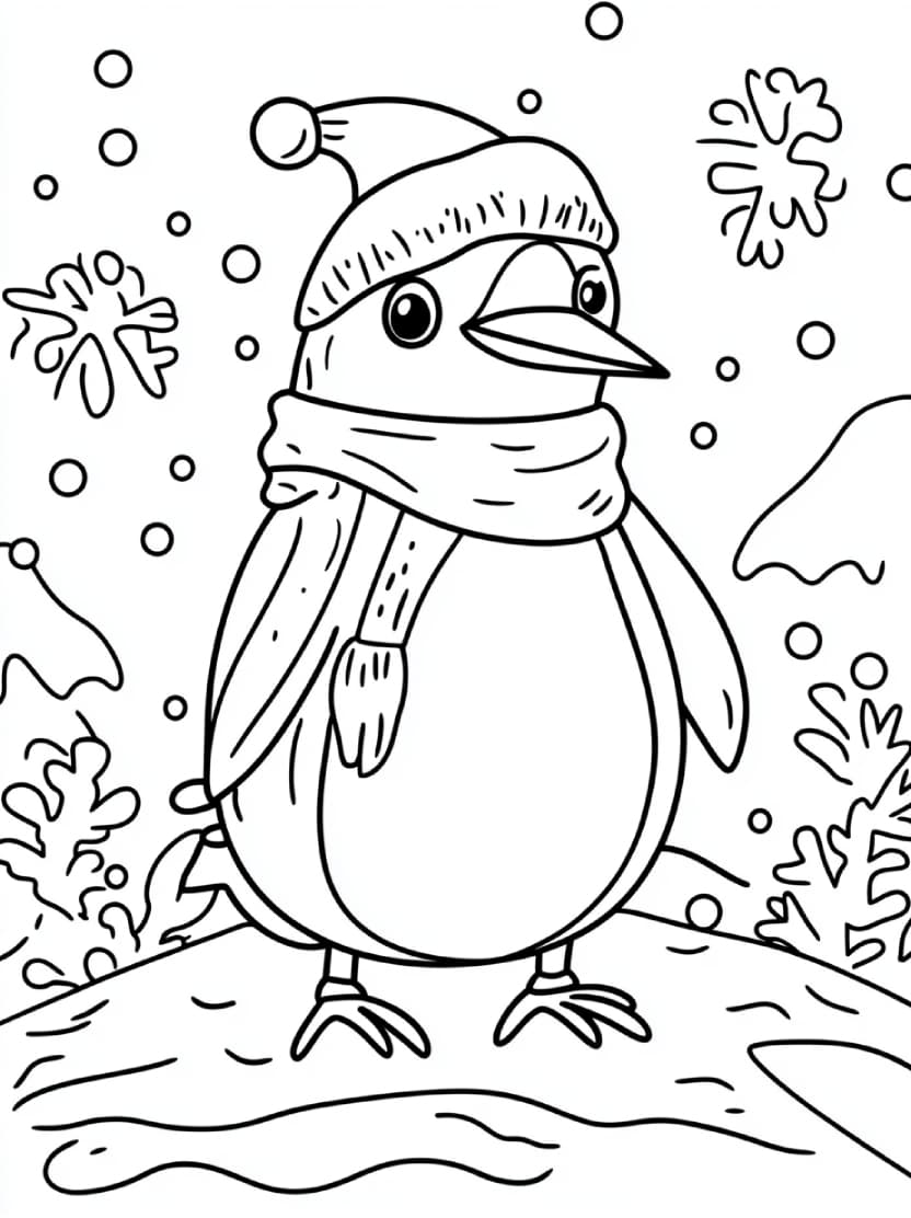 Coloriage Pingouin Artistique