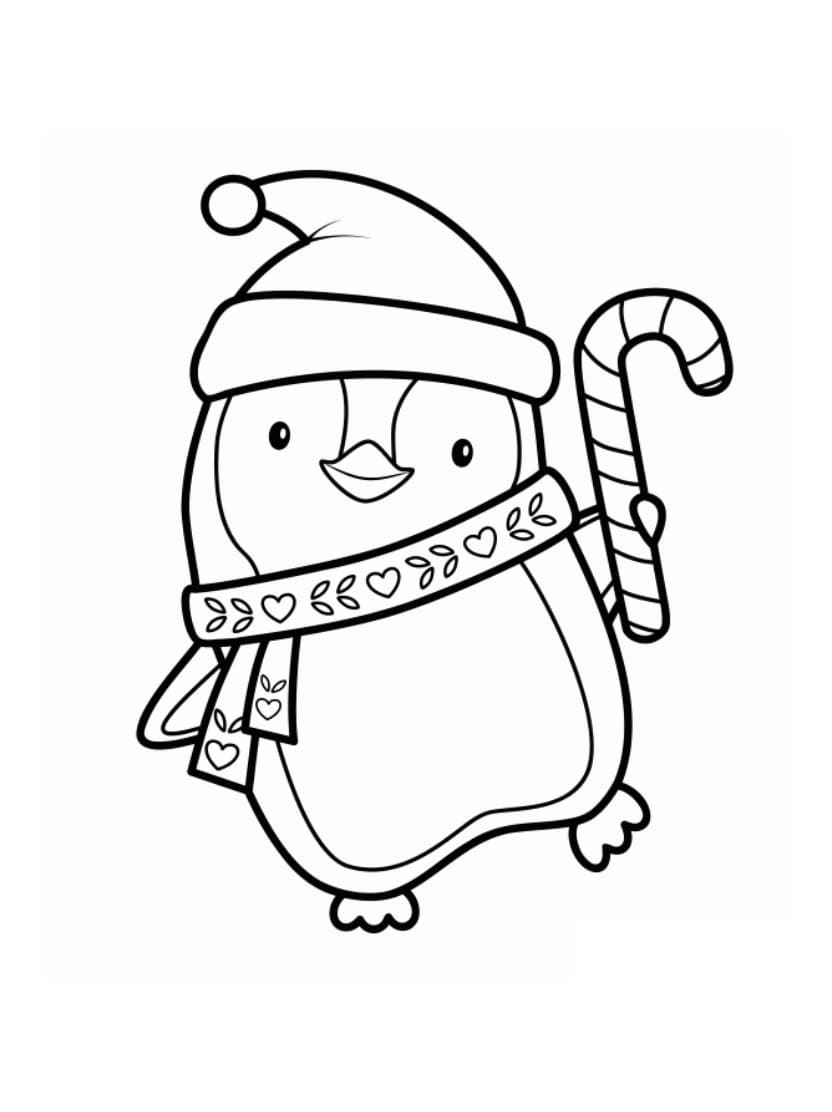 Coloriage Pingouin Chapeau Simple