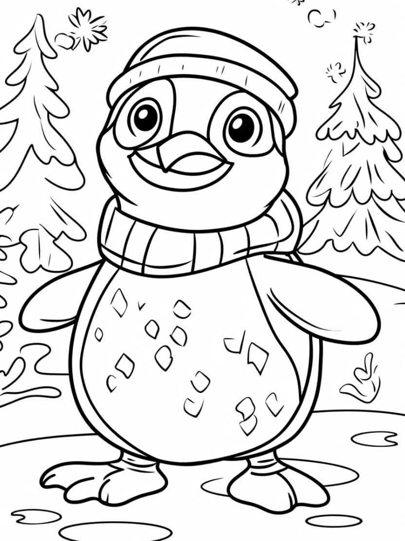 Coloriage Pingouin Chapeau