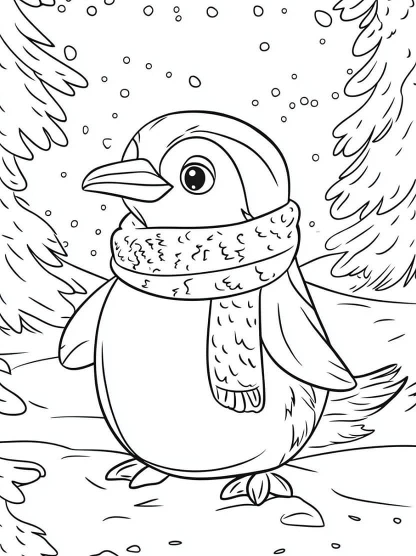 Coloriage Pingouin Hiver