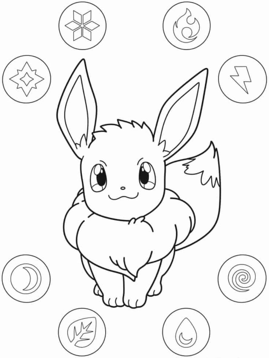 Coloriage Pokemon Evoli Avec Badges