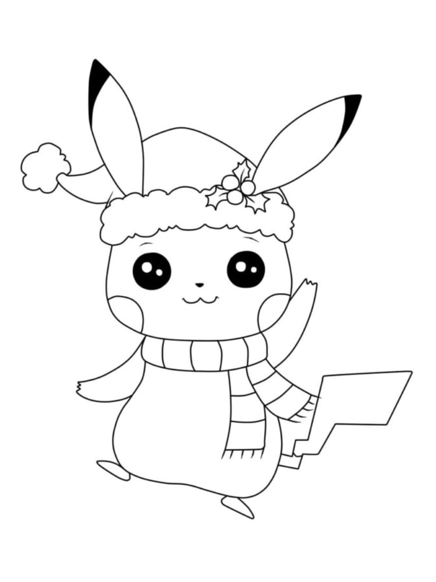 Coloriage Pokemon Noel Pikachu