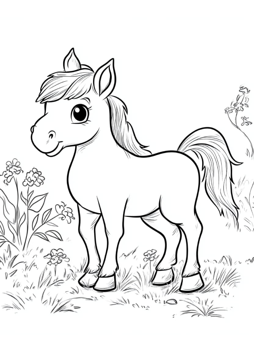 Coloriage Poney Artistique Creatif