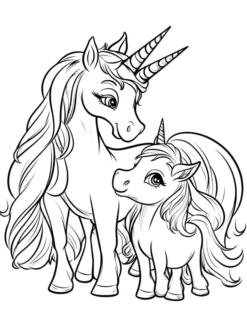 Coloriage Poney Et Famille