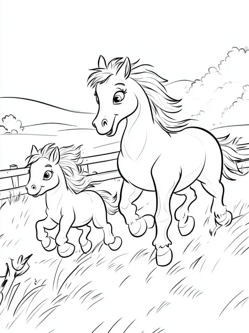 Coloriage Poney Et Papa