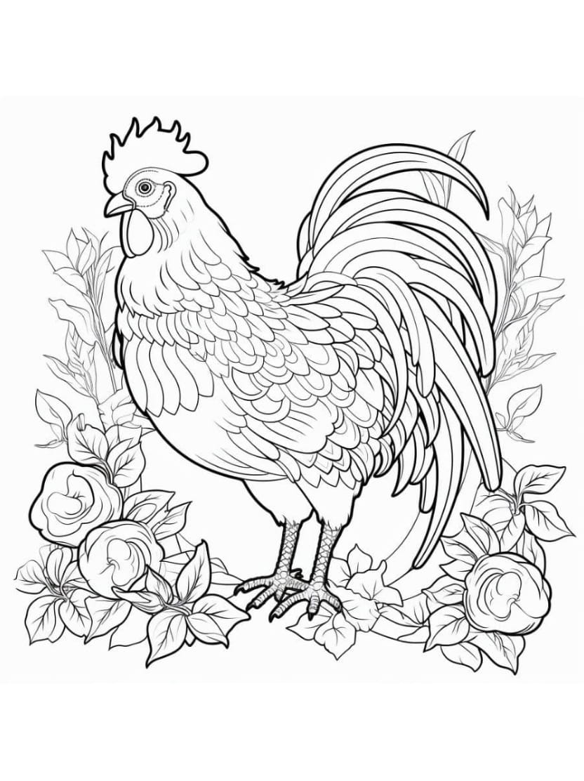 Coloriage Poule Artistique