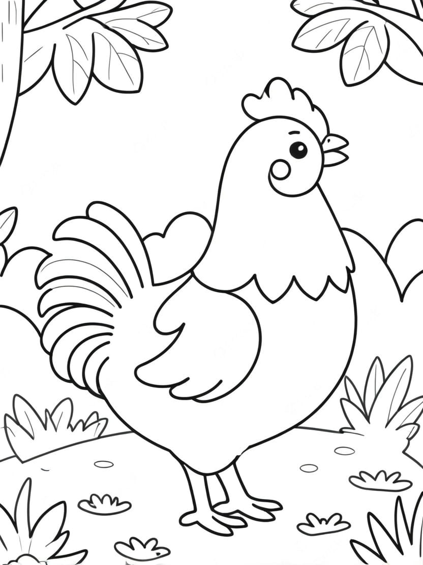 Coloriage Poule Dans Jardin Gratuit