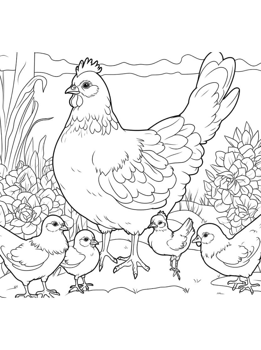 Coloriage Poule Gratuit