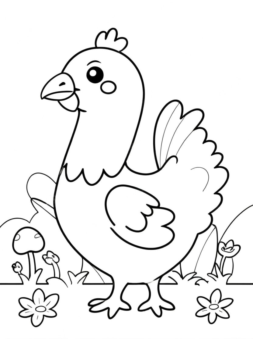 Coloriage Poule Simple A Imprimer