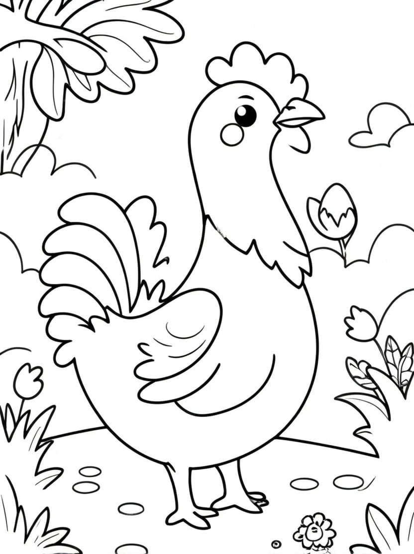 Coloriage Poule Simple Gratuit