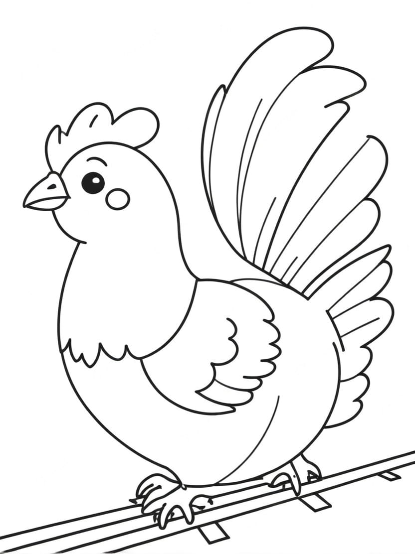 Coloriage Poule Simple Pour Enfant