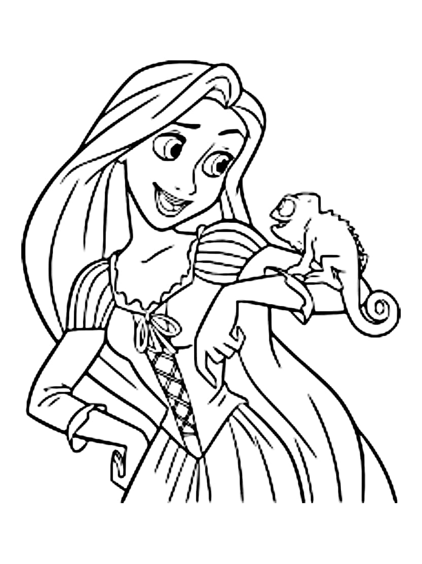 Coloriage Raiponce Avec Des Amis Gratuit