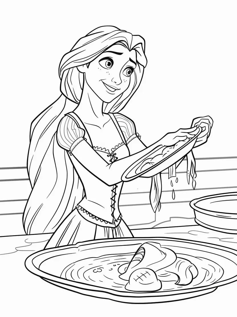 Coloriage Raiponce Cuisine