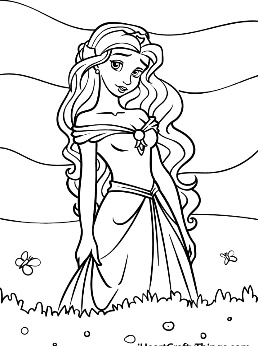 Coloriage Raiponce Dans Le Jardin Des Fleurs